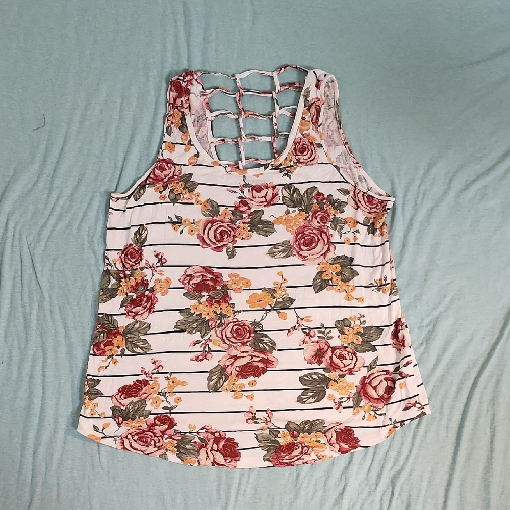 Maurices Floral and Striped Tank Top